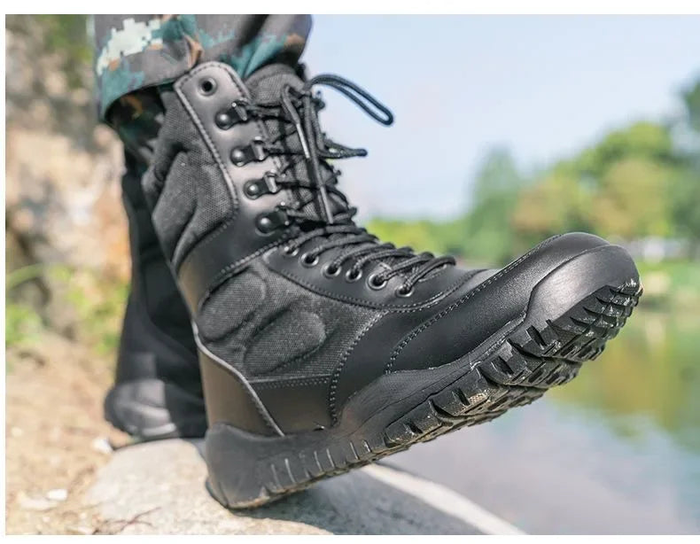 LAHORS® Brand Lightweight Cowhide Leather Tactical Boots Men's Boots Desert Combat Boots Outdoor Hiking Boots Ankle Shoes Men