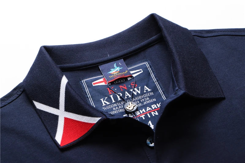 TACE&SHARK Fashion Personality Solid Color Embroidery Polo Shirt 2022 Summer Men Business Shark Polos Mens Casual Clothing