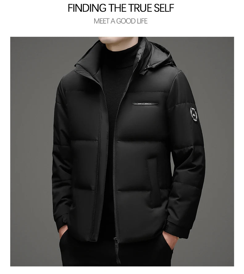 High End White Duck Down Casual Fashion Men Down Jacket Hooded Outerwear Winter Warm Designer Parkas Puffer Feather Coats