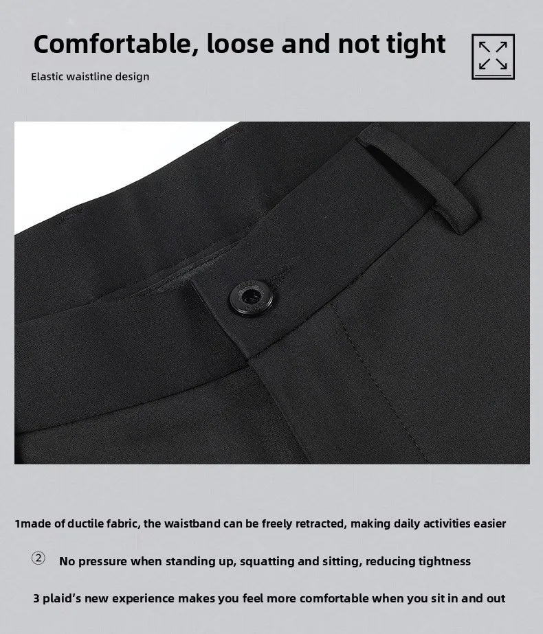 Top Grade Non-ironing New Brand Casual Korean Fashion Relax Fit Long Dress Pants Straight Business Trousers Mens Clothing 2026