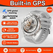 Smartwatch with built-in GPS features on a gray background