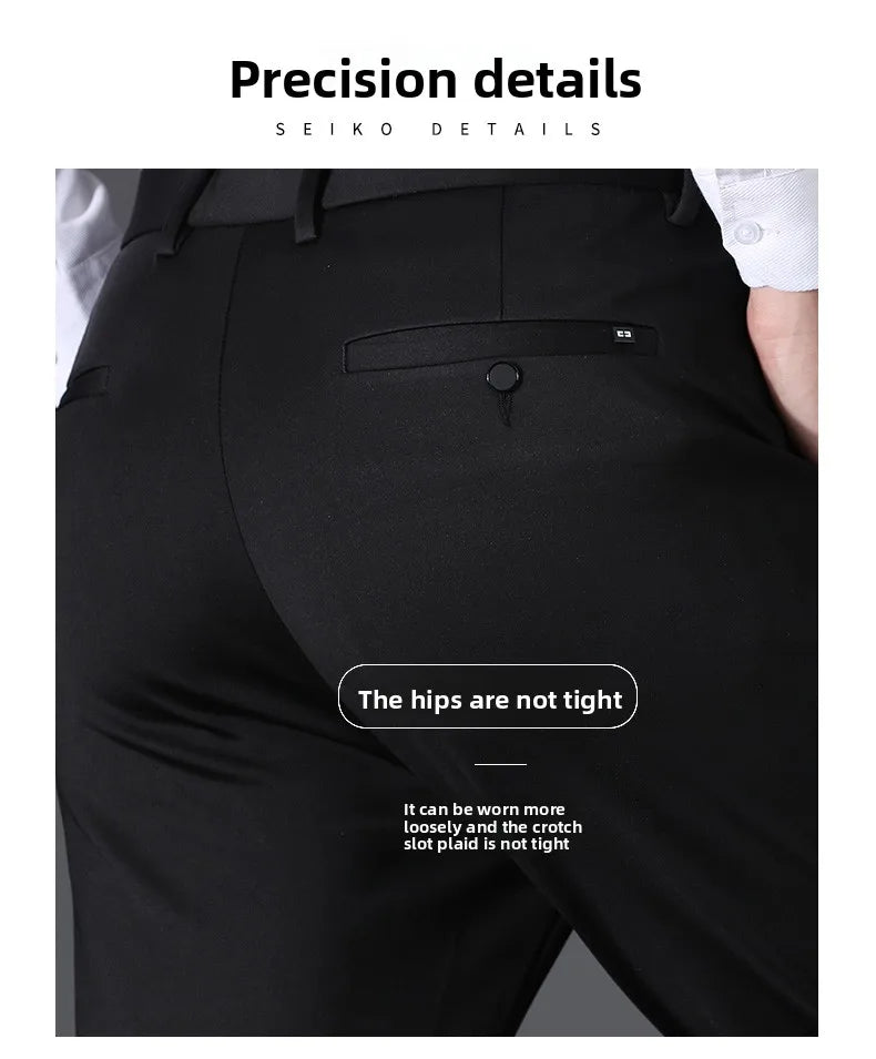 Top Grade Non-ironing New Brand Casual Korean Fashion Relax Fit Long Dress Pants Straight Business Trousers Mens Clothing 2026