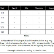 A size measurement chart table showing bust, waist, hip, shoulder, sleeve, and length measurements in centimeters for sizes L, XL, XXL, XXXL, and 4XL, with a note below.