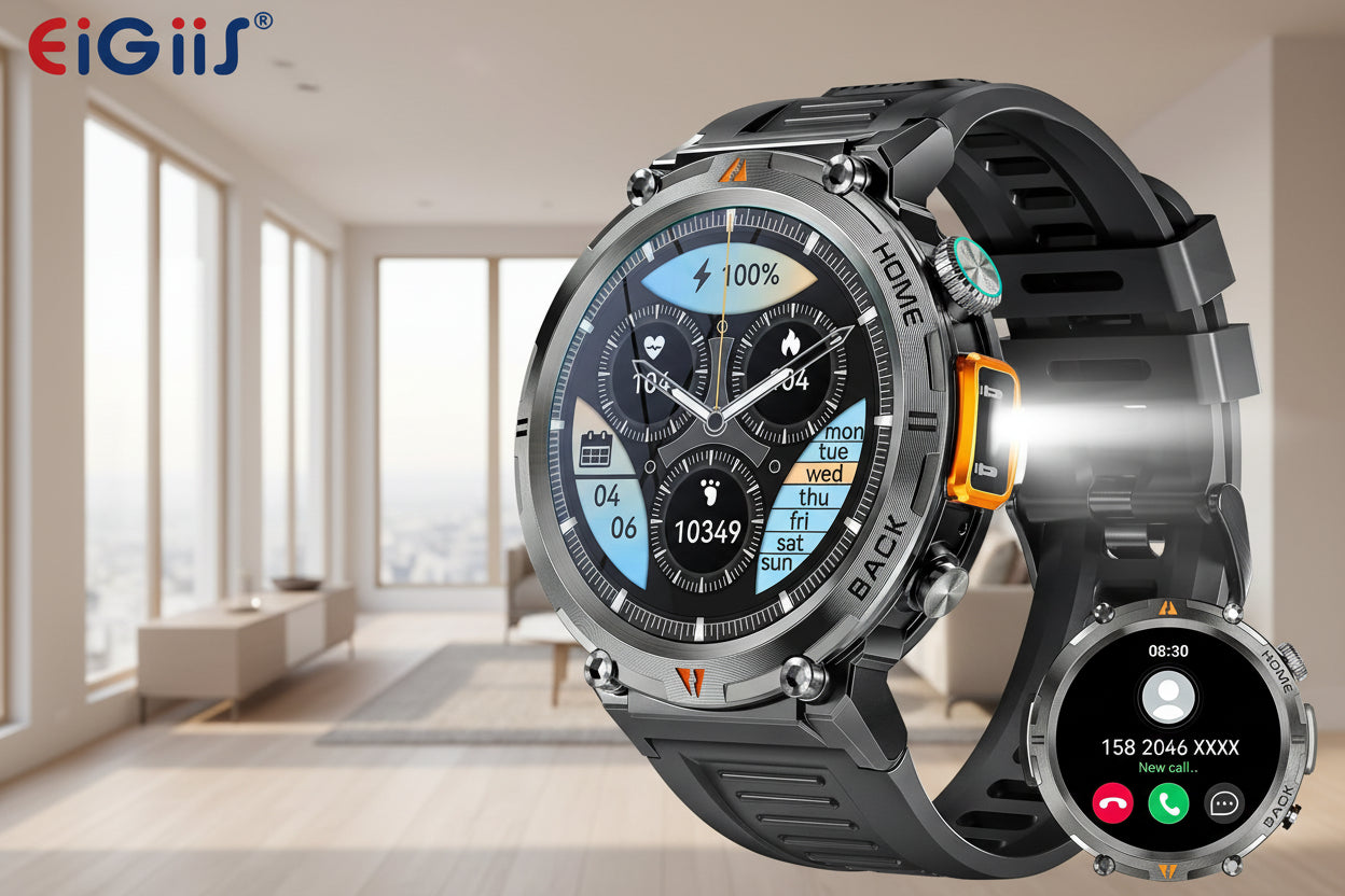 Smartwatch with water resistance feature displayed on a white background