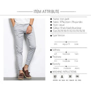 Men's pants with attribute details on a white background