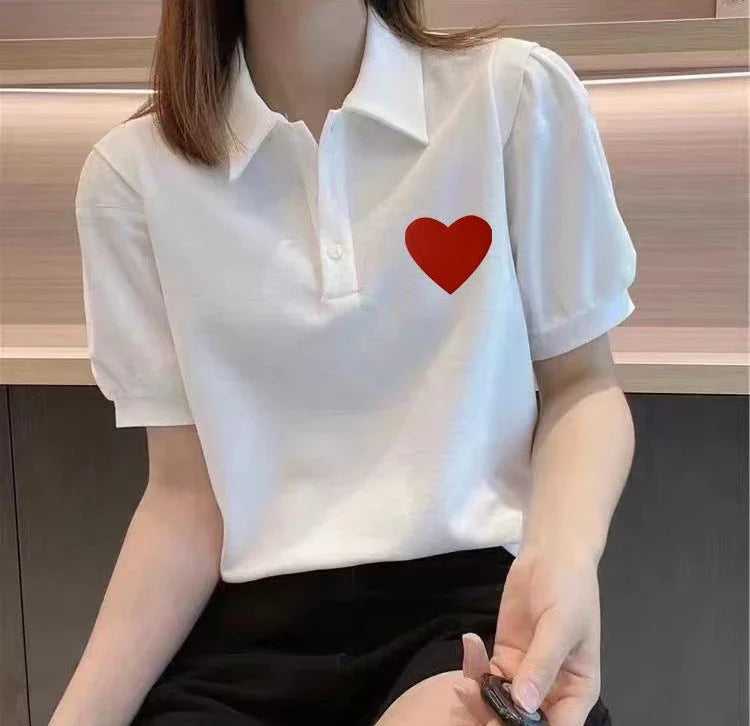 Graphic Women's Polo Female Tee Summer Outfit Harajuku Fashion Y2k Clothes Japanese Vintage Sale Korea Basic Pulovers T-shirts
