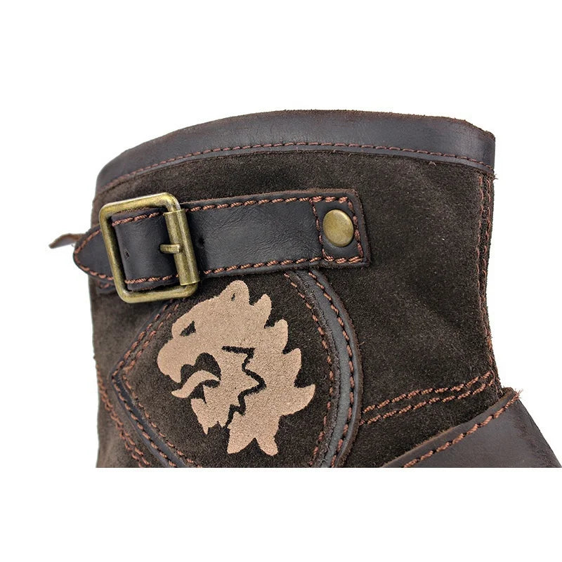 Men's Ankle Boots High Quality Cowboy Boots Men Metal Buckle Side Zipper Motorcycle Boots Gothic Boots Retro Western Boots