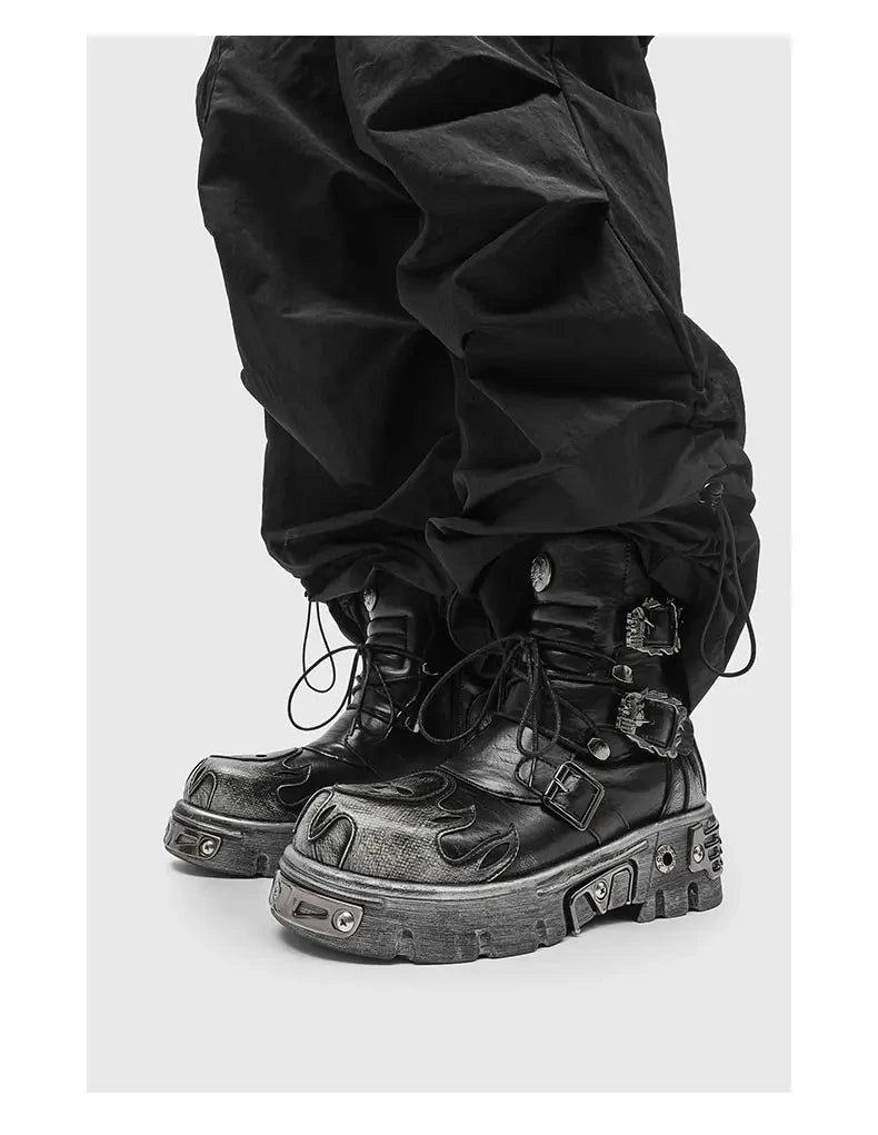 Retro Men Chelsea Boots Silver-brown Men Thick-soled Height-increasing Anti-slip Designer Fashion Brand Outdoor Motorcycle Boots