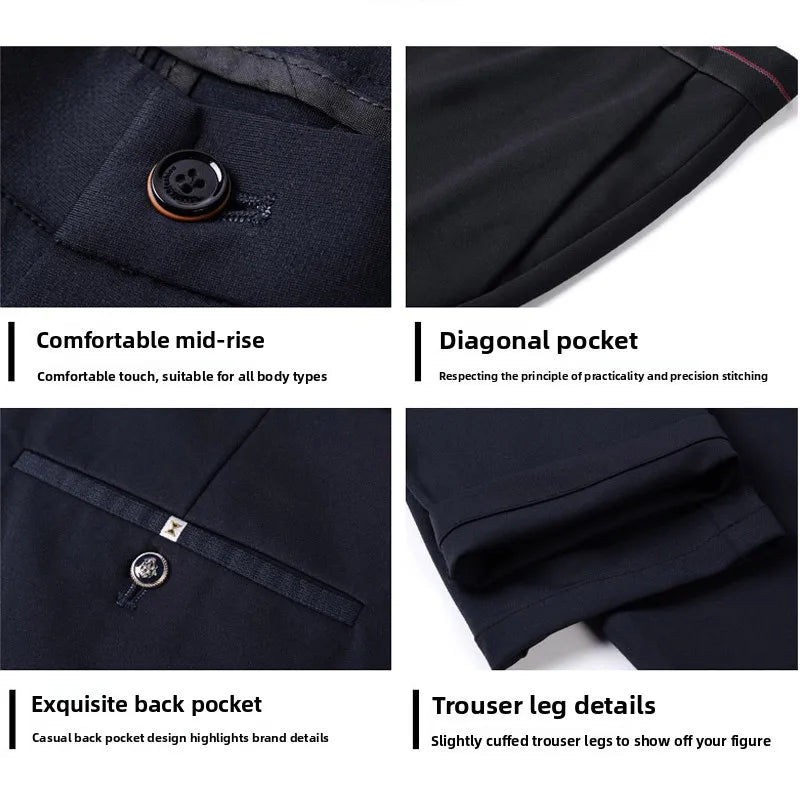 Premium Anti-wrinkle Non-ironing New Brand Casual Fashion Stretch Men Dress Pants Comfortable Business Office Long Suit Trousers