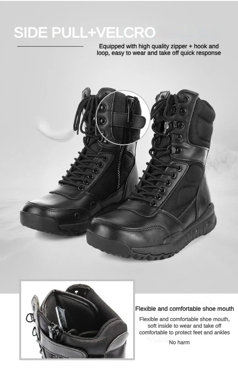LAHORS® Brand Lightweight Cowhide Leather Tactical Boots Men's Boots Desert Combat Boots Outdoor Hiking Boots Ankle Shoes Men
