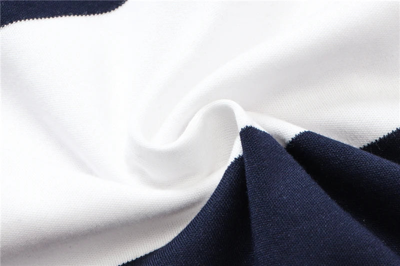 TACE&SHARK Brand Hot Sale Fashion Business Stripes Embroidery Long Sleeve Polo Shark Tops Men Autumn Half Zipper Slim Clothes