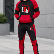 A two-piece athletic tracksuit set featuring a black and red pullover hoodie with a large 'Pioneer PRO DJ' graphic on the front,