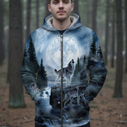 Hoodie with wolf design on a white background