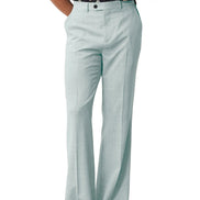 Light blue pants worn by a person on a white background