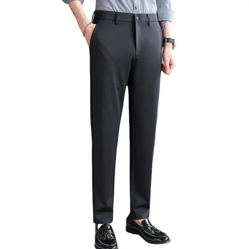 Black Men's Stretch Suit Pants, Fashion Casual Trousers, Navy Blue Pantalones Hombre Asian Size 29-36 38 Slim Man Pant