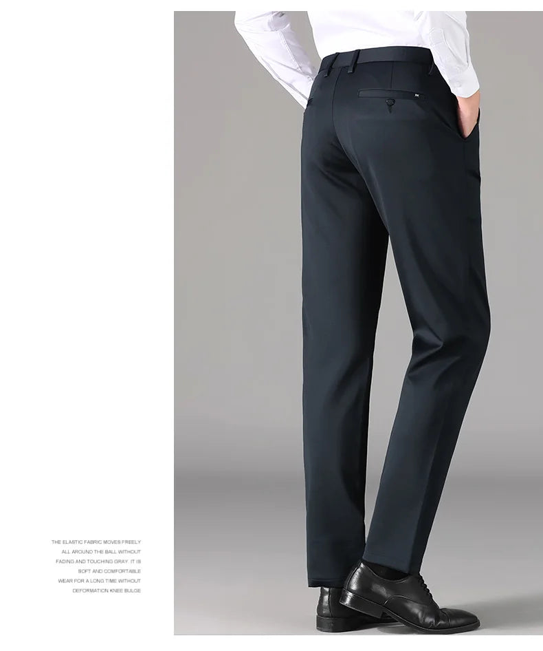 Top Grade Non-ironing New Brand Casual Korean Fashion Relax Fit Long Dress Pants Straight Business Trousers Mens Clothing 2026