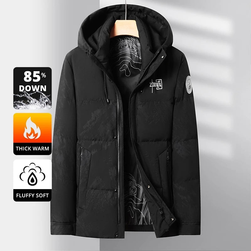 High End Winter Hooded Fashion Warm 85% Duck Down Filled Mens Jacket Casual Designer Feather Outerwear Windbreaker Puffer Coats