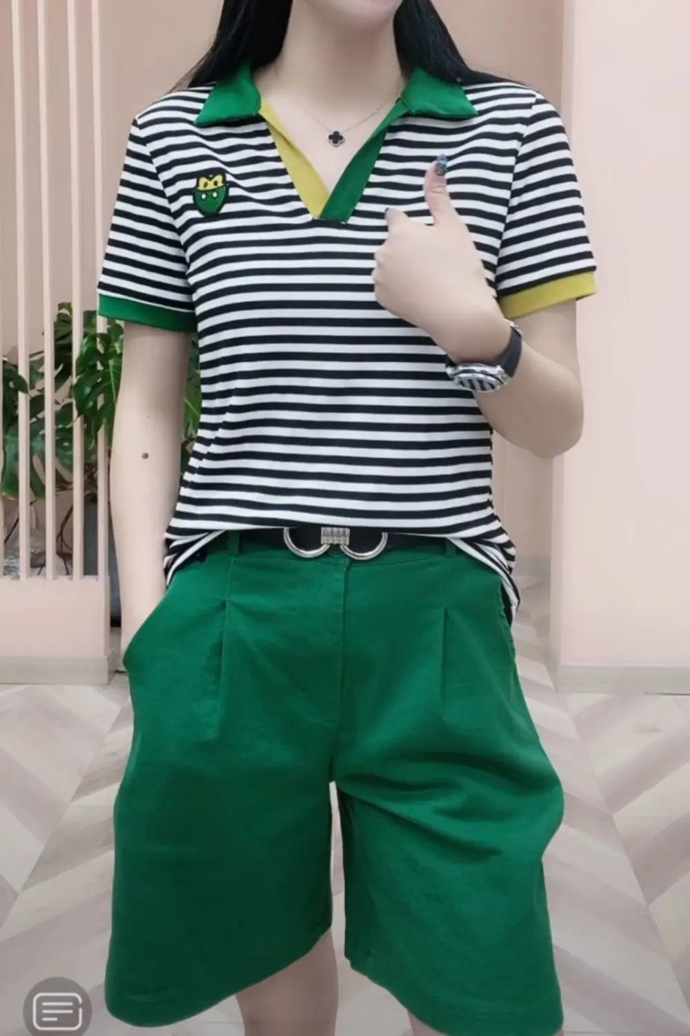 Clothing Plain Polo Neck Shirts for Women Flower T-shirt Woman Short Sleeve Tee Tops Y2k Fashion Korean Style Youth Polyester V