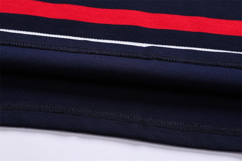 TACE&SHARK Brand Men‘s Casual Long Sleeve Striped Polo Shirt Cotton Blend Knitted Top Fashion Business Embroidery