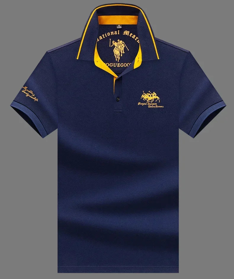 2024 High Quality Men's Cotton Embroidered Polo Shirt Summer New High-end Business Casual Lapel Short Sleeve T-shirt