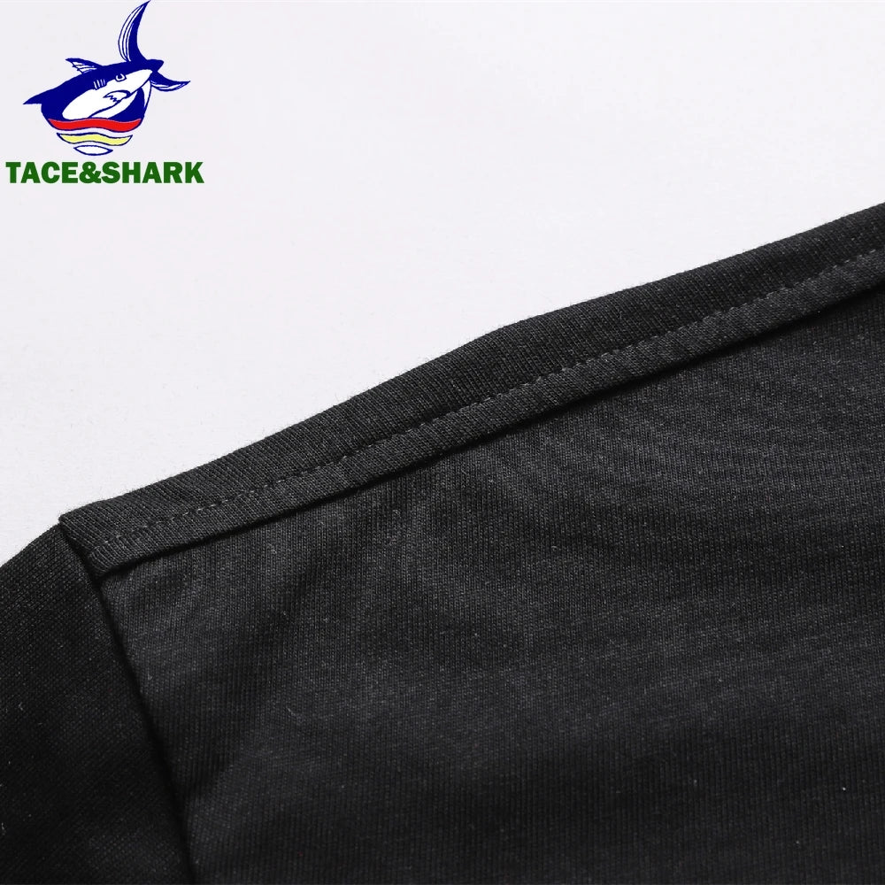TACE&SHARK Summer Fashion Shark T Shirts Casual Men Solid Color Tops Tees Printing T-shirt Comfortable O-Neck Tshirts