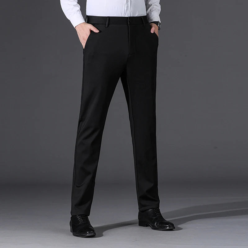 Top Grade Non-ironing New Brand Casual Korean Fashion Relax Fit Long Dress Pants Straight Business Trousers Mens Clothing 2026