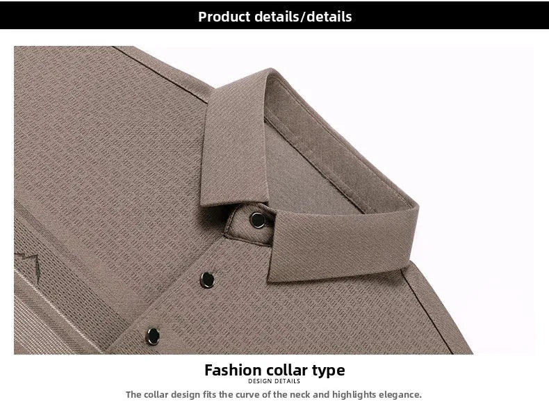 Luxury Wool Blend Fabric Men's Long Sleeve Polo  Classic