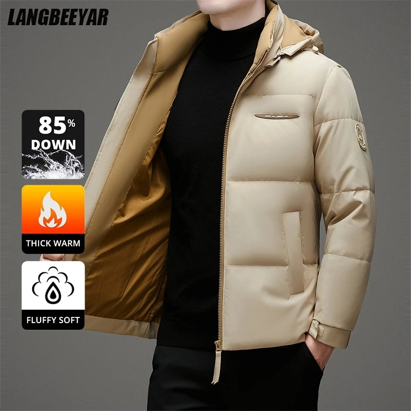 High End White Duck Down Casual Fashion Men Down Jacket Hooded Outerwear Winter Warm Designer Parkas Puffer Feather Coats