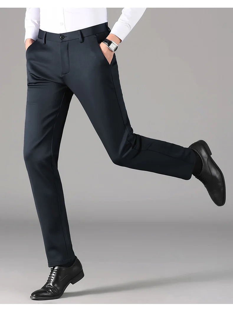 Top Grade Non-ironing New Brand Casual Korean Fashion Relax Fit Long Dress Pants Straight Business Trousers Mens Clothing 2026