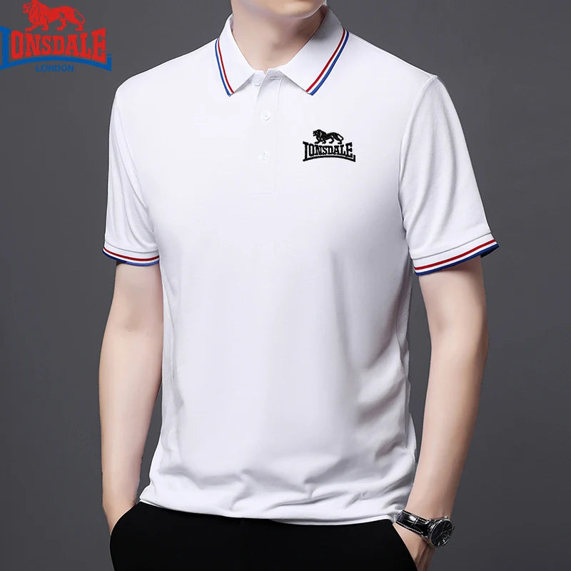 Embroidered LONSDALE New Summer Polo Shirt Men High Quality Men Short Sleeve Top Business Casual Hot Selling Polo-shirt for Men