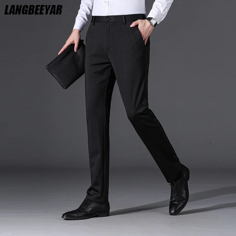 Top Grade Non-ironing New Brand Casual Korean Fashion Relax Fit Long Dress Pants Straight Business Trousers Mens Clothing 2026