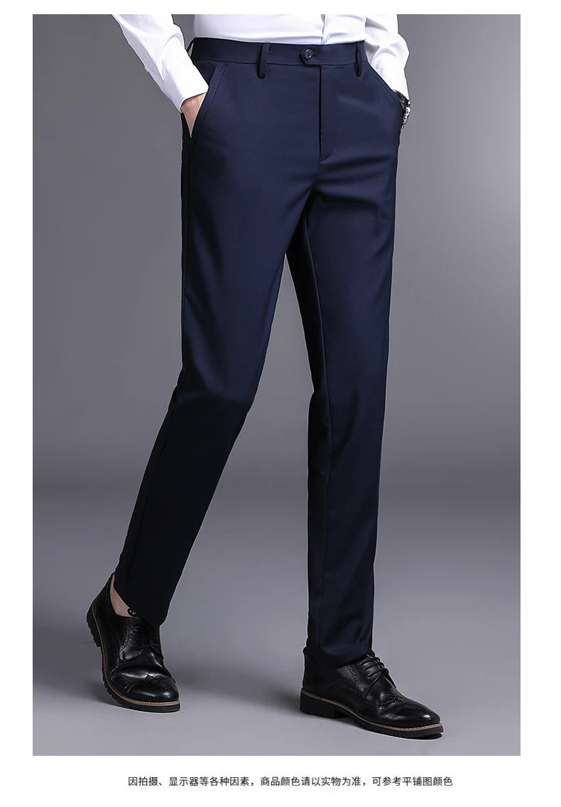 Top Grade New Brand Fashion Relax Fit Suit Pant Office Trousers For Men Dress Pants Business Straight Trousers Men's Clothing
