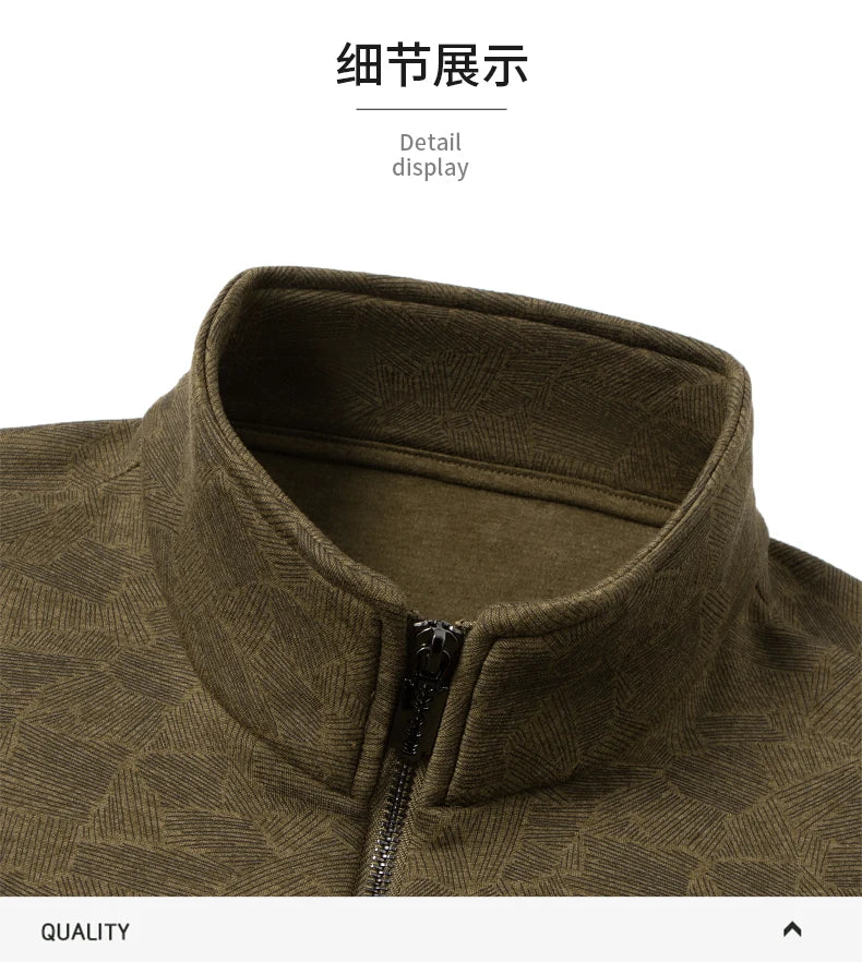 Top Grade Wool+Mulberry Silk Half Zip New Brand Casual Fashion Pullover Street Hoodies Velvet Sweatshirts Men's Clothing