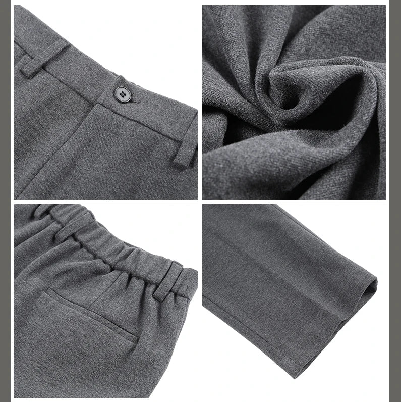 2025 Autumn and Winter Coffee Stretchable Waist Thickened Brushed Casual Pants for Men,multi-color Thick Men's Woolen Suit Pants