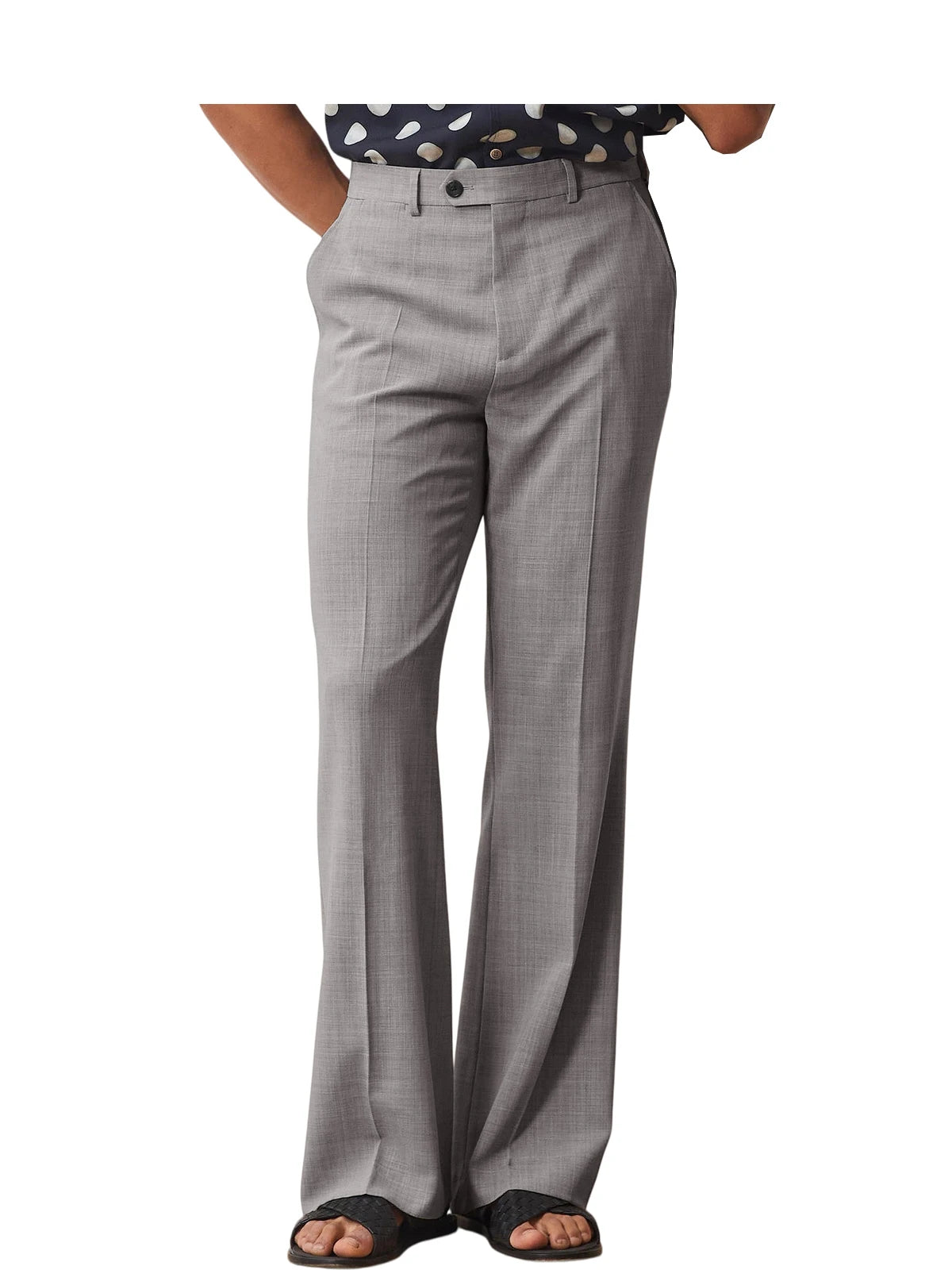 Men's High Waist Flared Pants Linen Blend Slim Fit Bell Bottoms Trousers Lightweight Breathable 70s 60s Disco Vintage Outfits