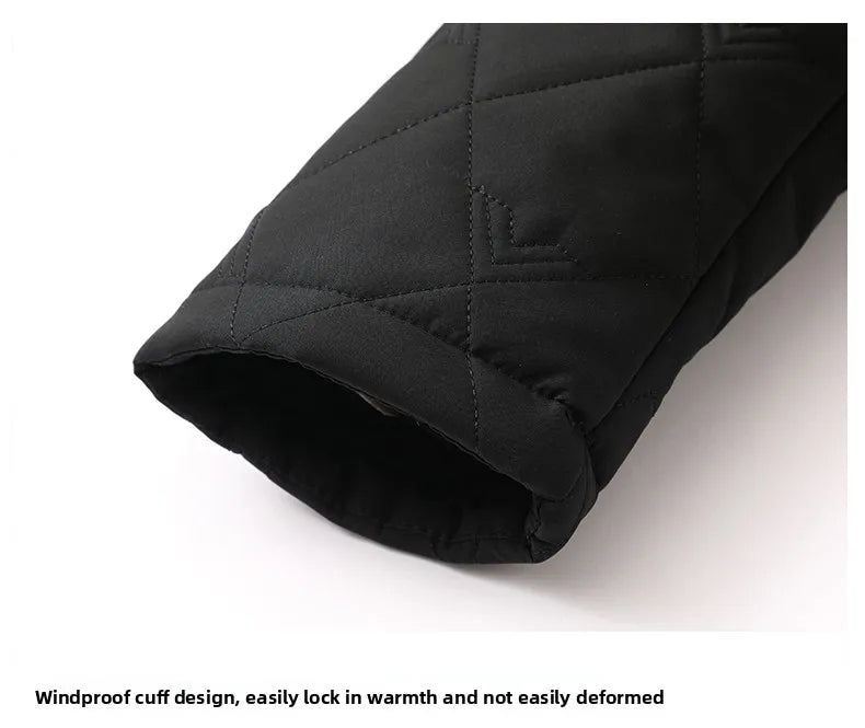 Top Grade Men Parka Jacket Windbreaker Coats Diamond Quilted Bubble Coat Middle-aged Winter Warmth Turn-Down Collar Coat
