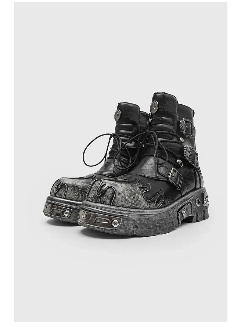 Retro Men Chelsea Boots Silver-brown Men Thick-soled Height-increasing Anti-slip Designer Fashion Brand Outdoor Motorcycle Boots