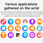Collection of colorful app icons on a white background with text about smart applications.