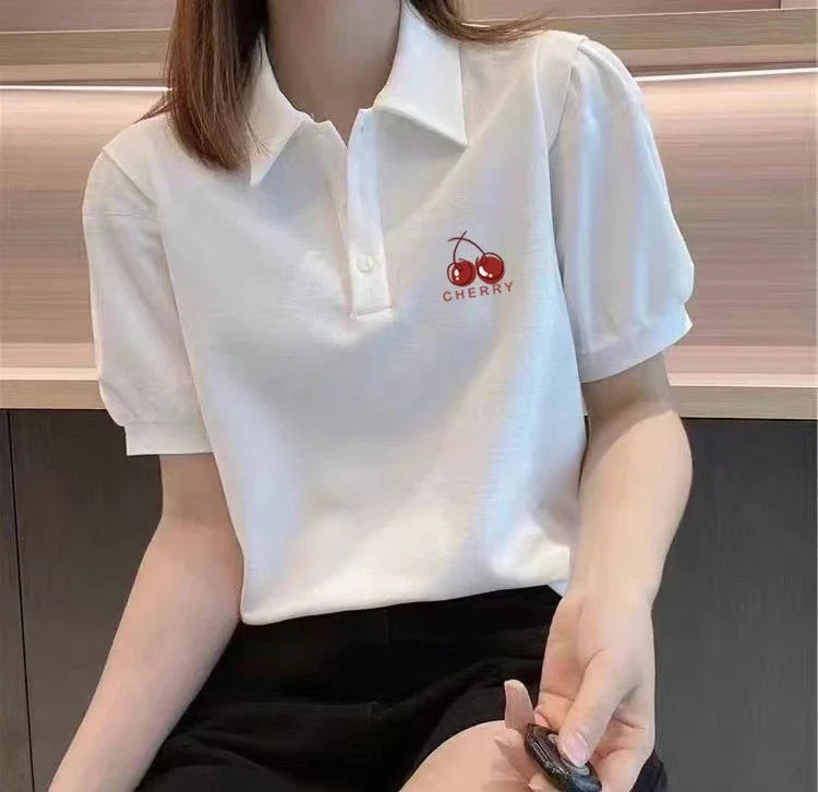 Graphic Women's Polo Female Tee Summer Outfit Harajuku Fashion Y2k Clothes Japanese Vintage Sale Korea Basic Pulovers T-shirts