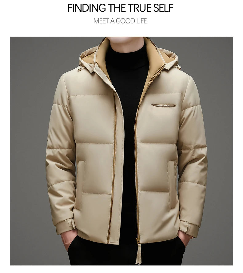 High End White Duck Down Casual Fashion Men Down Jacket Hooded Outerwear Winter Warm Designer Parkas Puffer Feather Coats