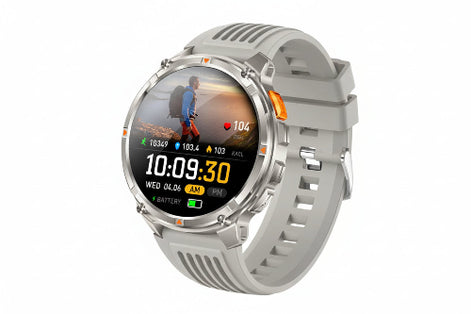Smartwatch with features highlighted on a dark background