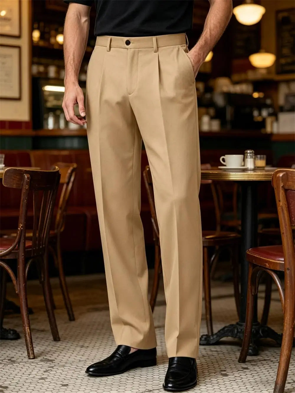 Men's Premium Pleated Wide-Leg Dress Pants Versatile Formal Casual Trousers Chinos Business Daily Office Banquet Wedding Summer