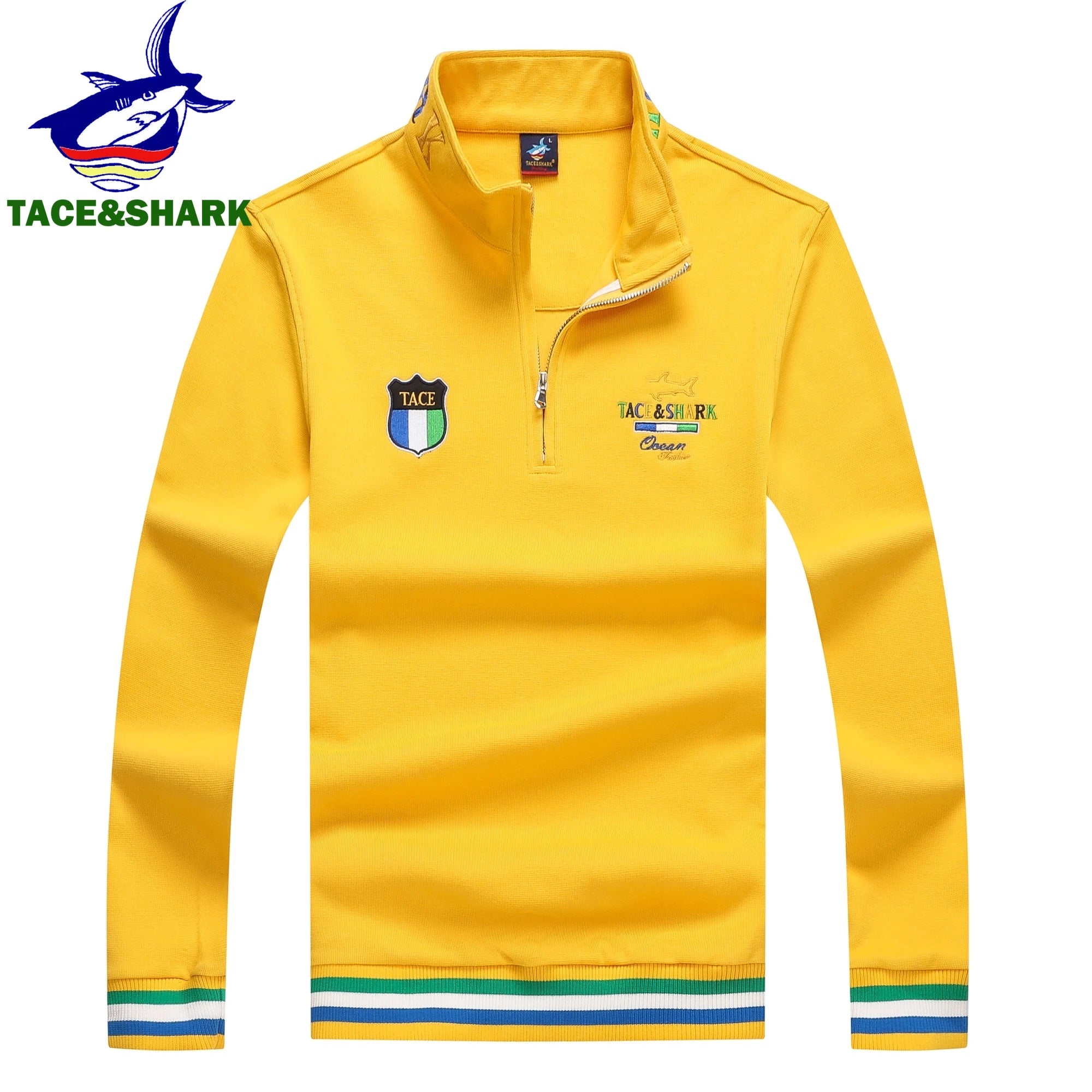TACE&SHARK Brand High Quality Sweater Men Autumn Flag Embroidery Pullover Military Sweaters 2023 Fashion Sweatshirt