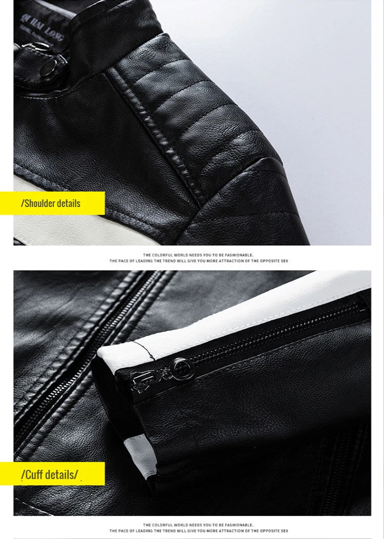 2026 Men Autumn Jacket Bomber Biker Zipper Motorcycle Faux Fur Coat Male Fleece Pilot Vintage Black Red Brown PU Leather Jacket