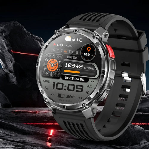 Smartwatch with features highlighted on a dark background