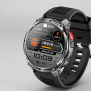 Smartwatch with features highlighted on a dark background