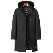 Black coat with a hood on a white background
