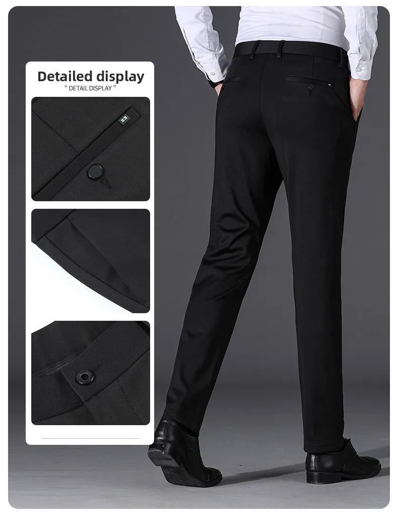 Top Grade Non-ironing New Brand Casual Korean Fashion Relax Fit Long Dress Pants Straight Business Trousers Mens Clothing 2026