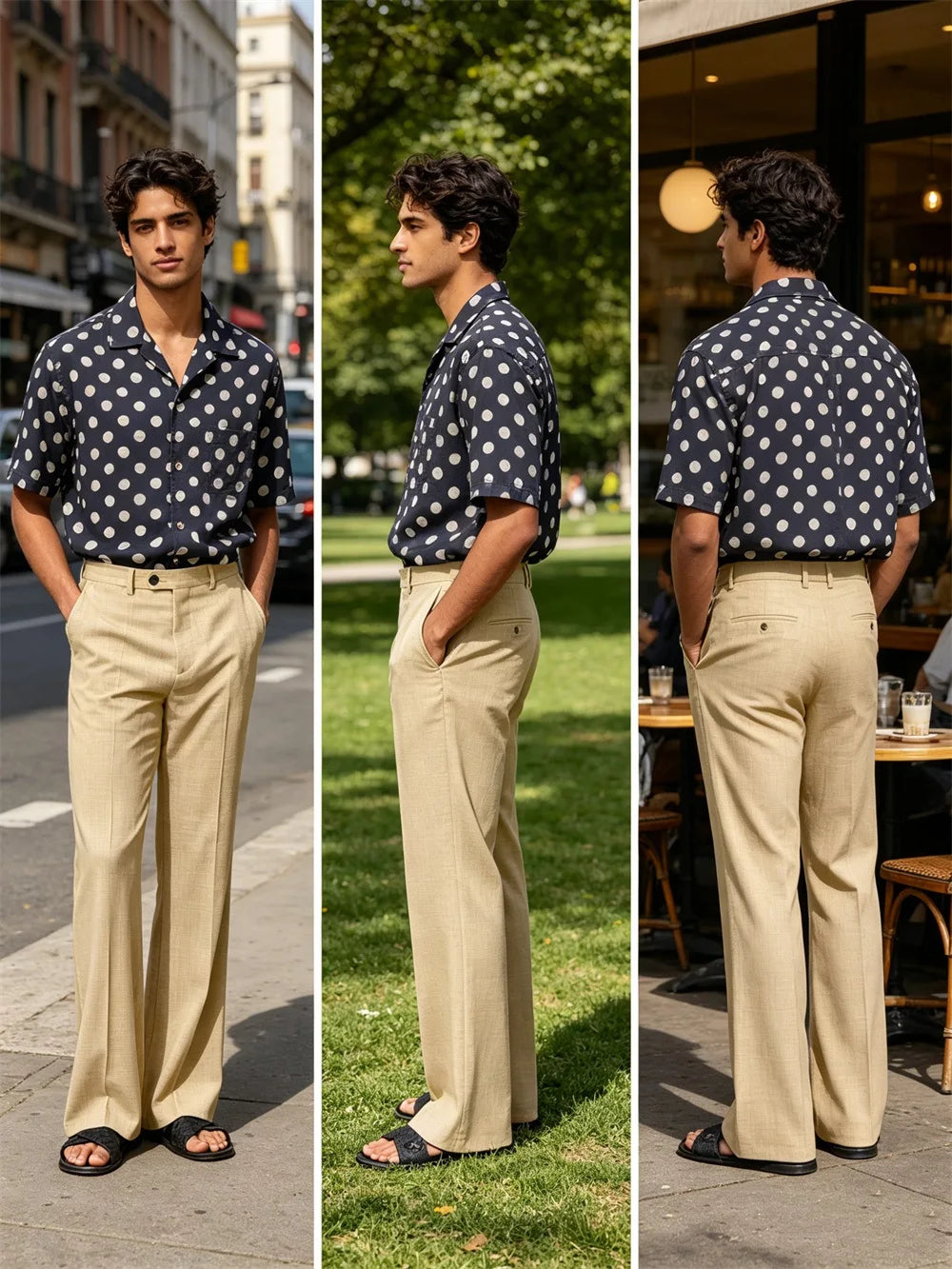 Men's High Waist Flared Pants Linen Blend Slim Fit Bell Bottoms Trousers Lightweight Breathable 70s 60s Disco Vintage Outfits