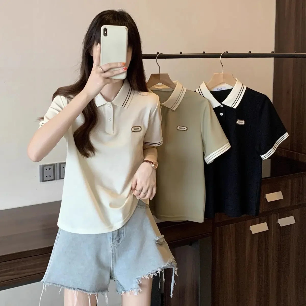 Baggy Female Tee Women's Polo Short Sleeve T-shirt Korean Clothing Youthful Elegant in Trend 2025 Sales Youth Aesthetic T-shirts